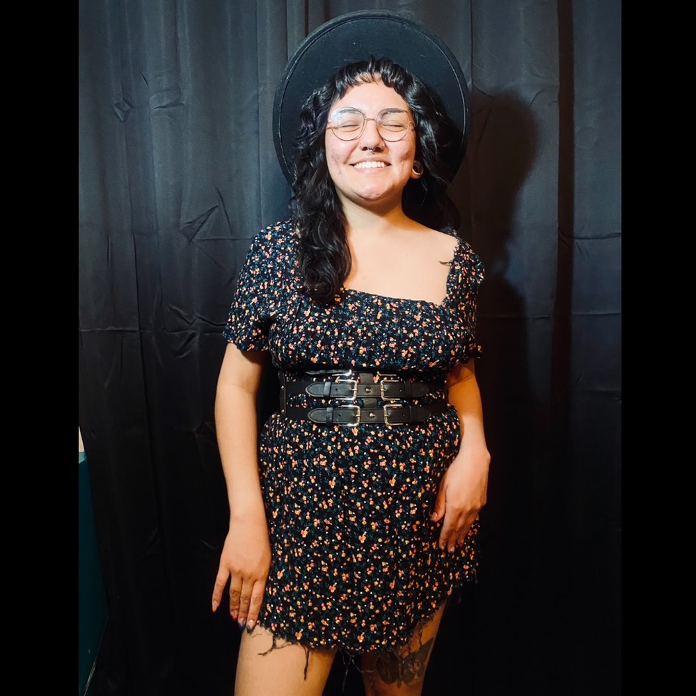 Summer Goth 🖤 Distressed Floral Dress
